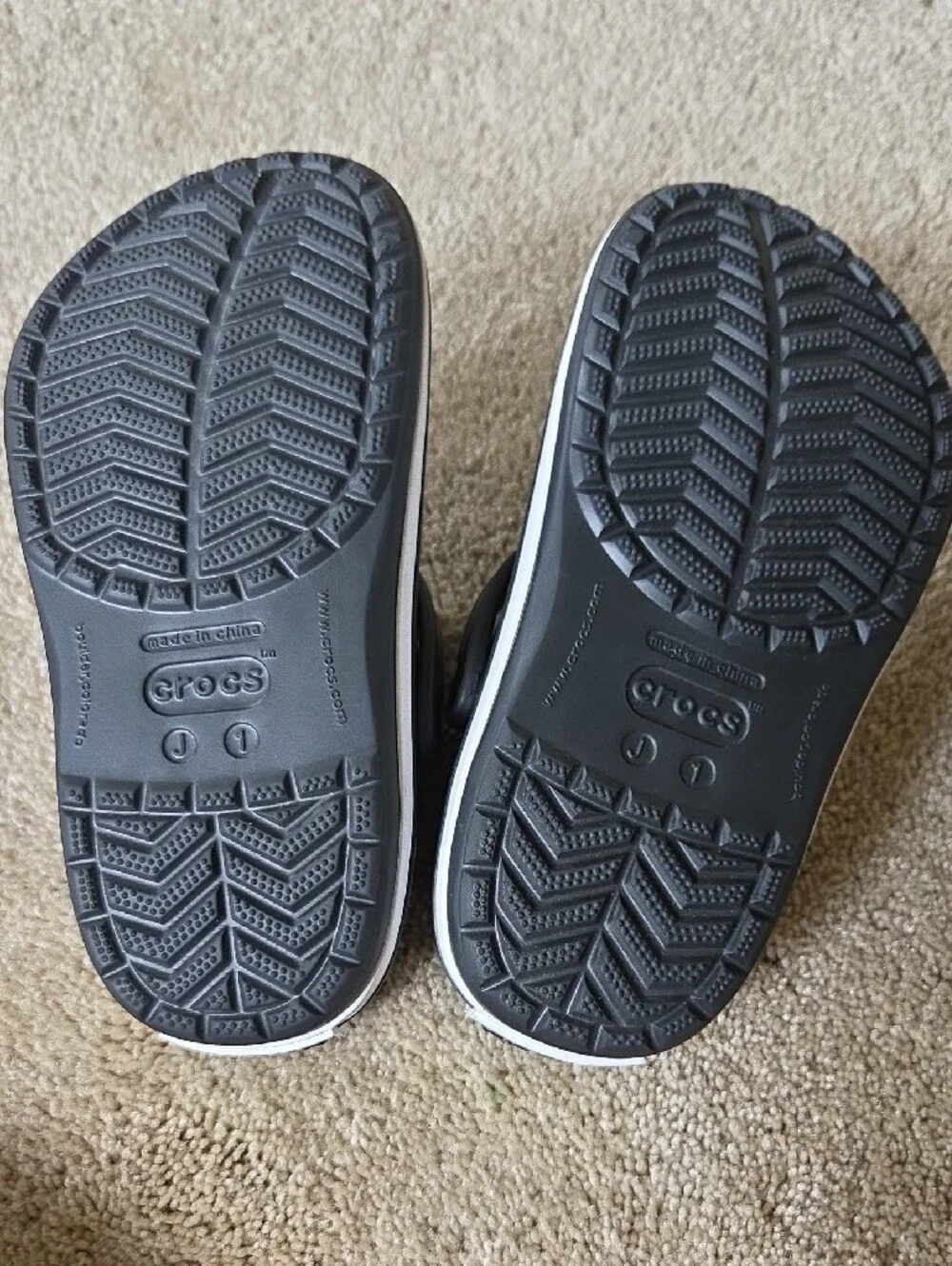 CROCS Kids Black Clog with White Stripe Sole